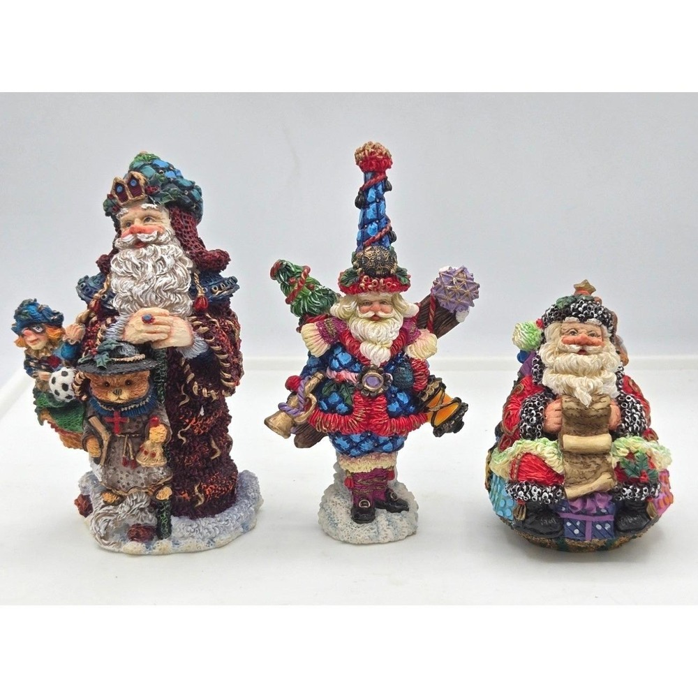 Vintage Crinkle Claus Santa Figurines Lot of 3 - Possible Dreams